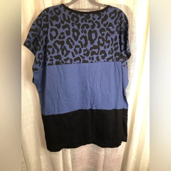 Blue and Black Leopard Print Women's Top - Picture 10 of 10
